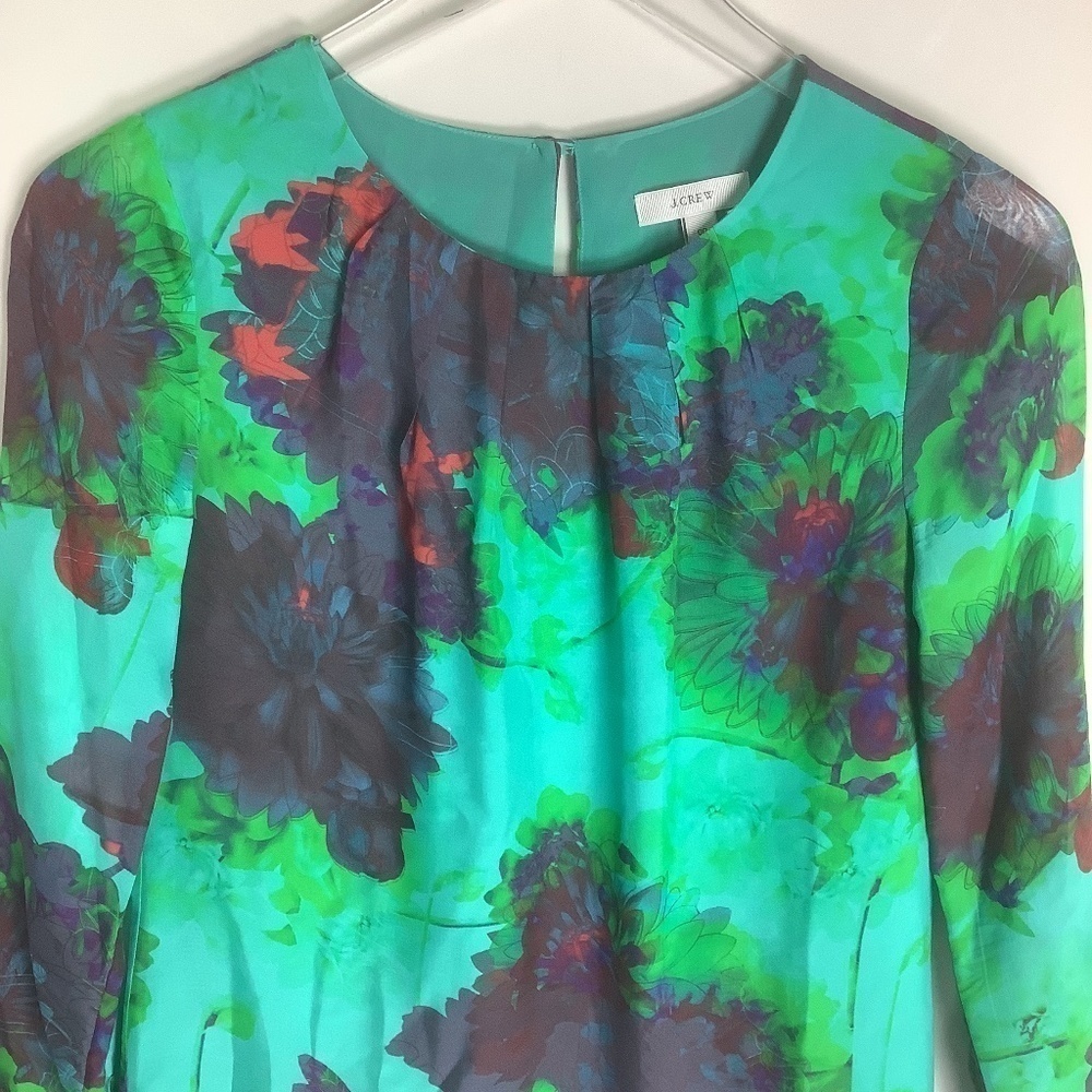 J. Crew Silk Hothouse‎ Floral Blouse 00 - Picture 4 of 10